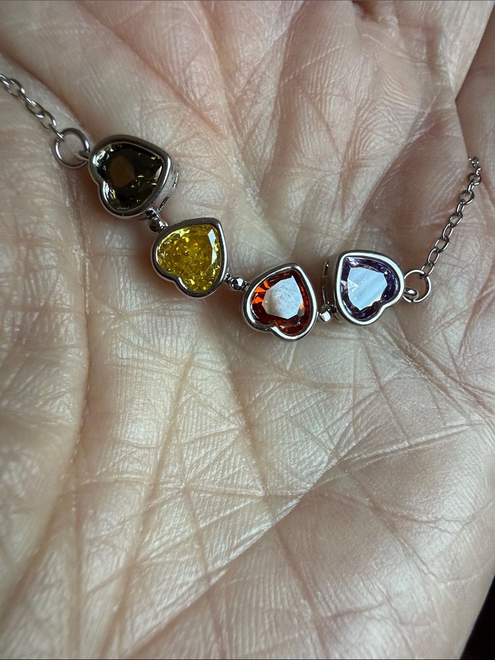 Multicolor Heart Gem Clover Pendant Necklace - Multi Functional Pendant - Picture 6 of 9